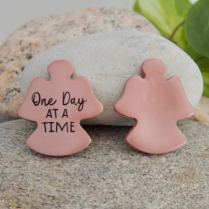 One Day at a Time Angel Thumb Stones
